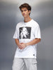 Men's casual graphic print oversize t-shirt  | White