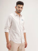 Regular Fit Striped Patch Detail Shirt | Beige