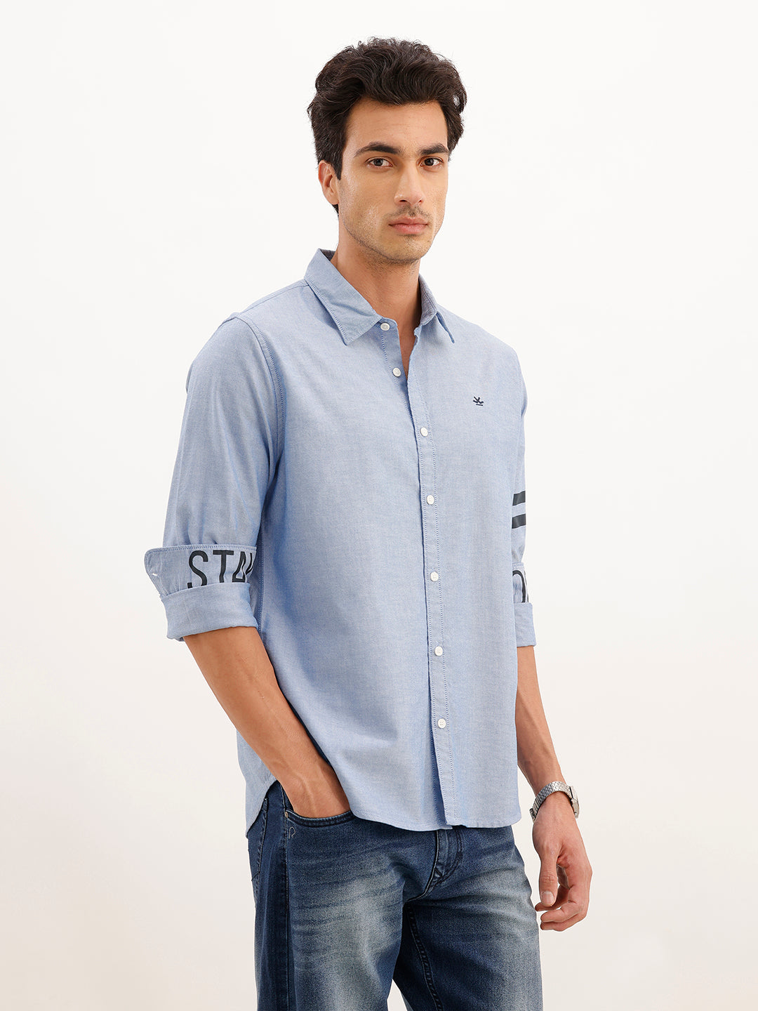 Regular Fit Placement Printed Shirt | Light Blue