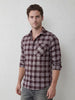 Refined Checks Slim fit Signature Embroidery shirt | Brown