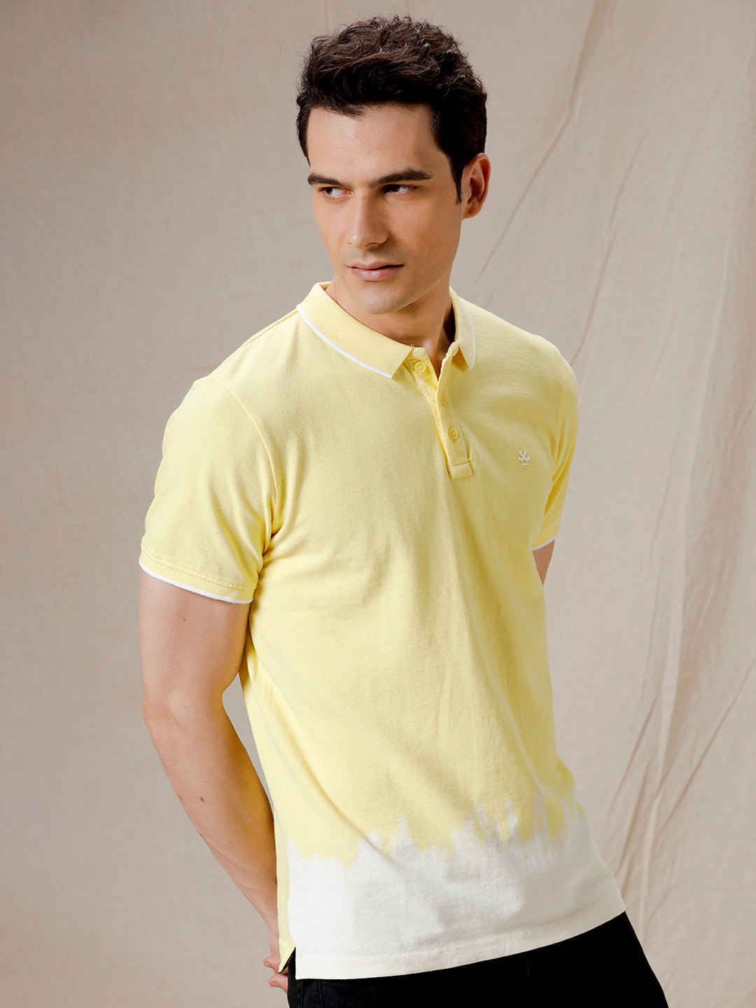 Dip Dyed Yellow Polo T-Shirt