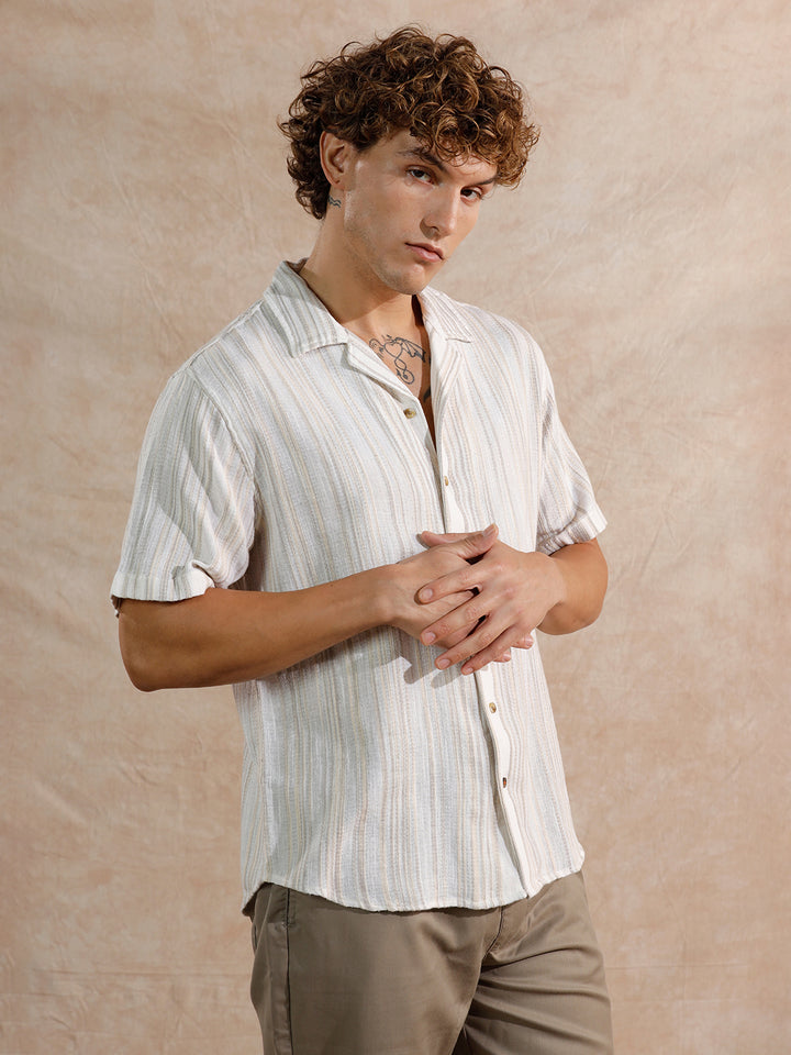 Space Dyed Yarn Shirt | Off White