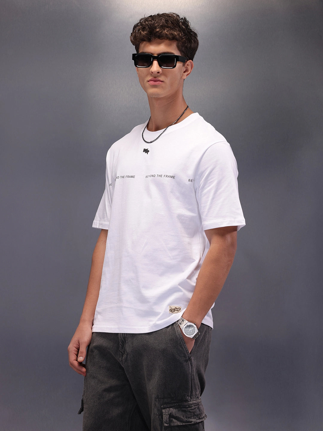 Placement Printed Oversized T-Shirt | White