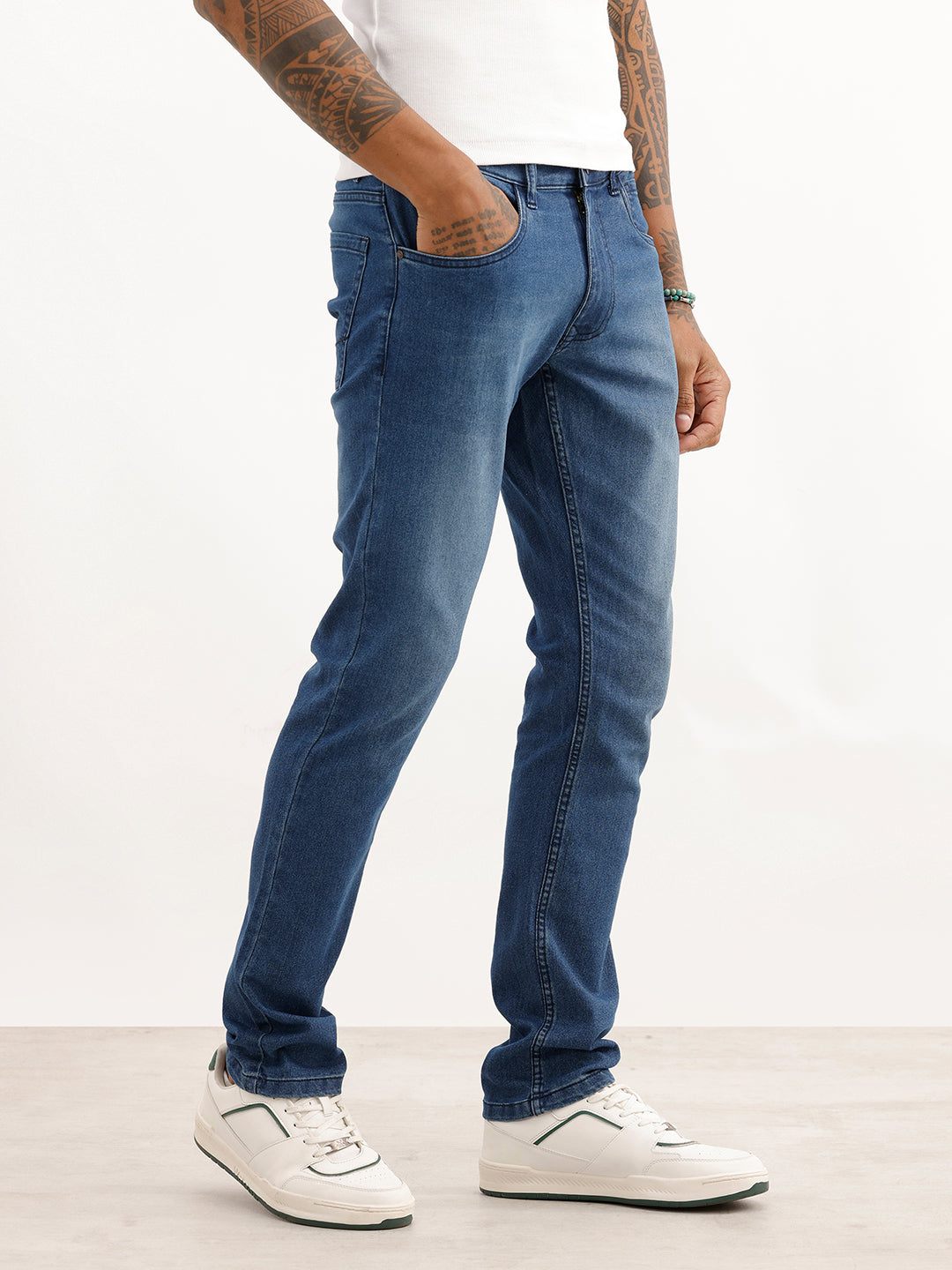 Faded Slim Fit Denim Jeans | Dark Blue