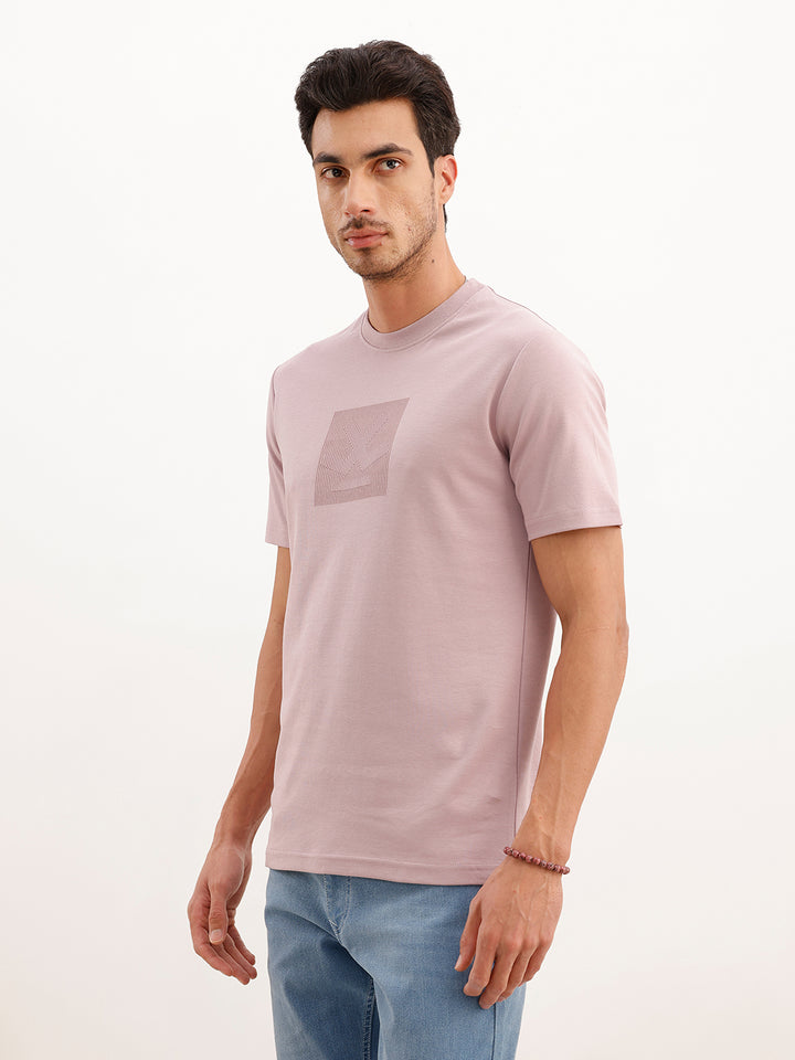 Solid Placement HD Printed T-Shirt | Pink