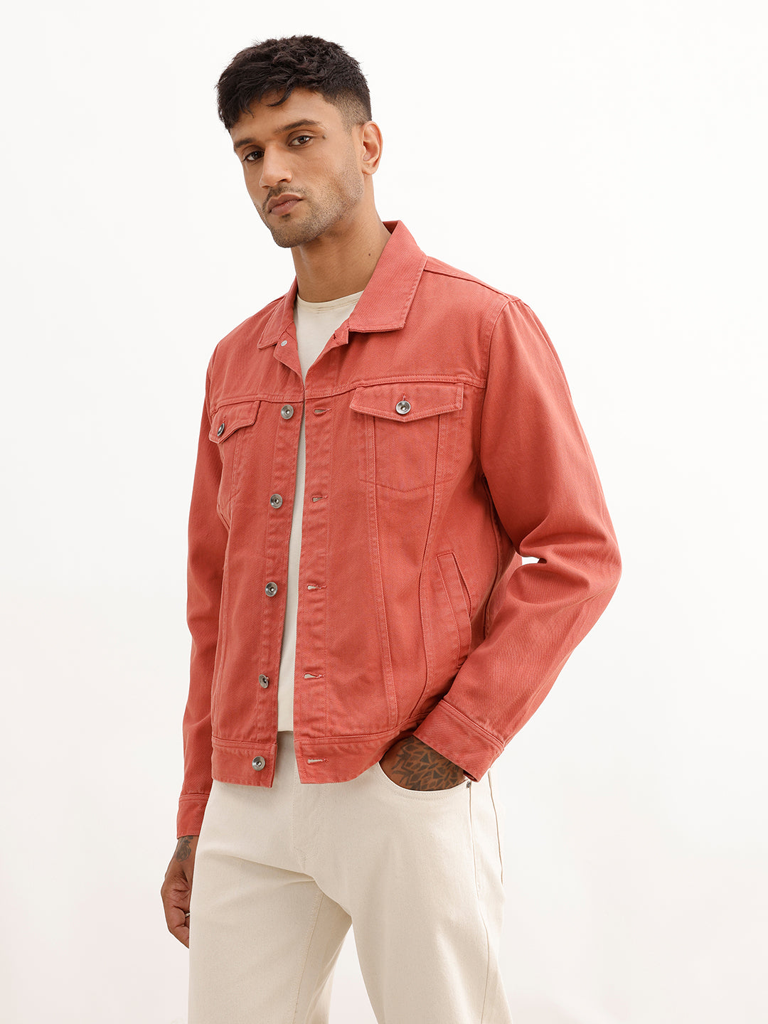 Classic Regular Fit Denim Jacket | Rust