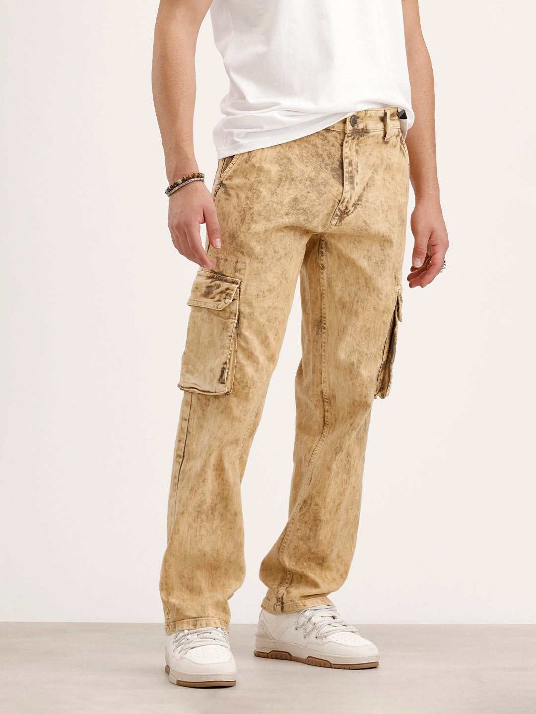 Washed Anti Fit Cargo Jeans | Khaki