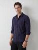Slim Fit Checkered Shirt | Navy Blue