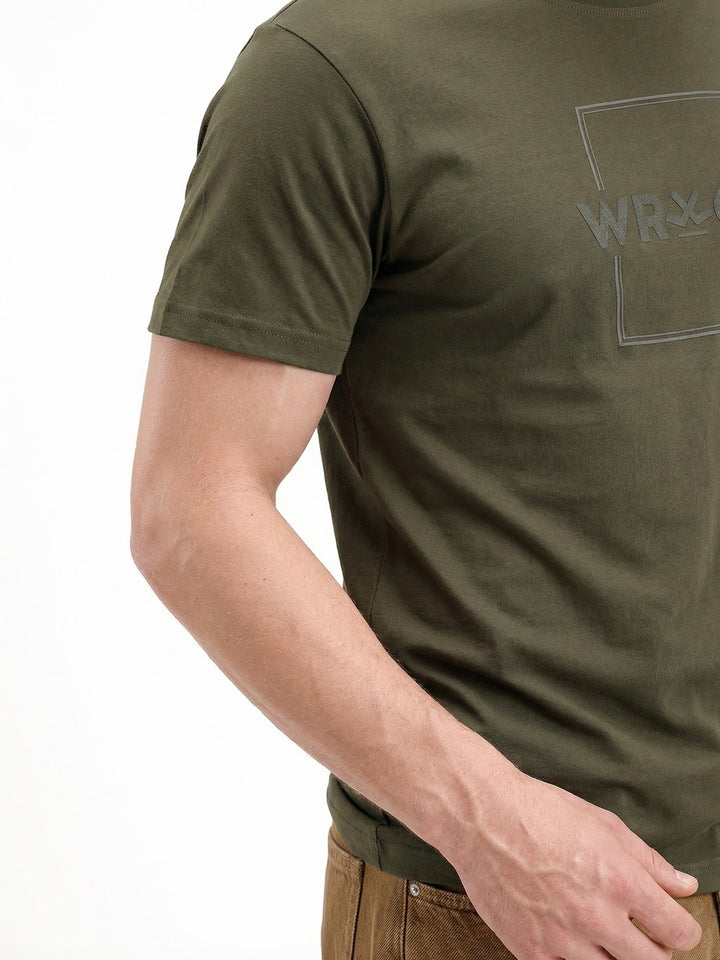 Solid Slim Fit HD Printed T-Shirt | Olive