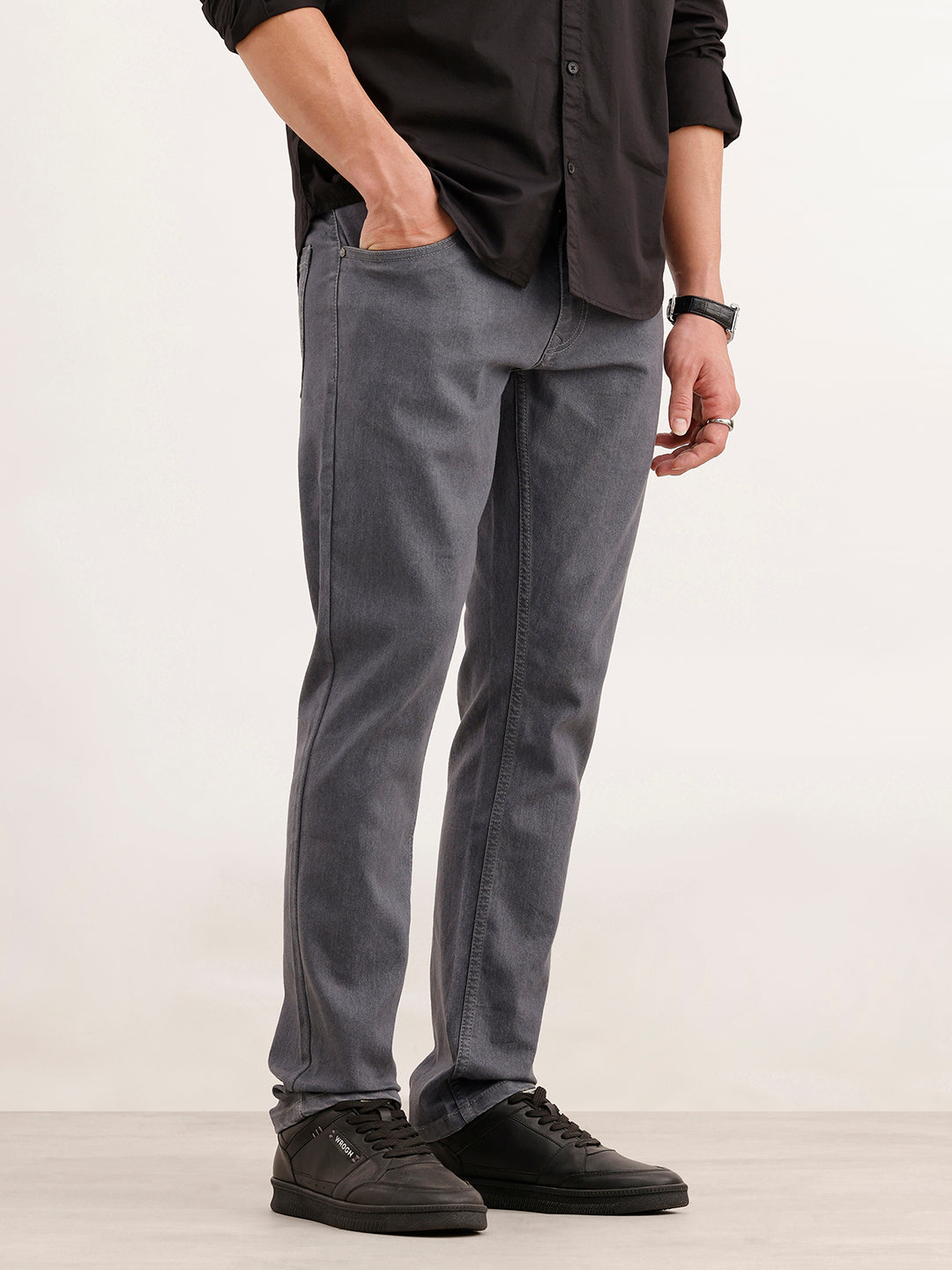Solid Slim Fit Denim Jeans  | Grey