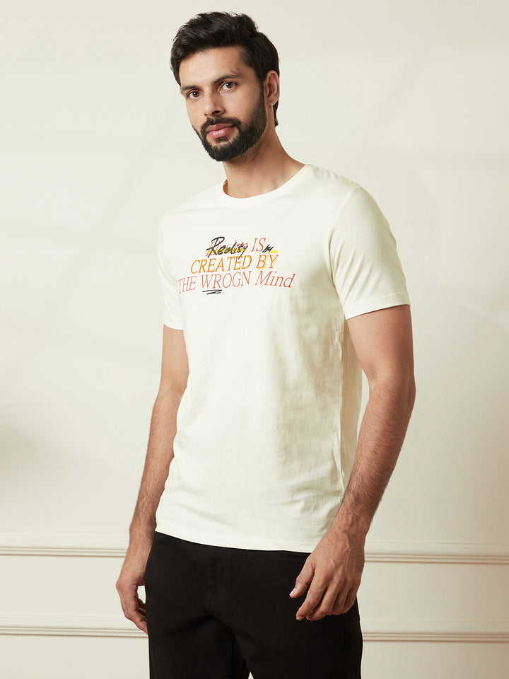 Typographic Printed T-Shirt | Off White