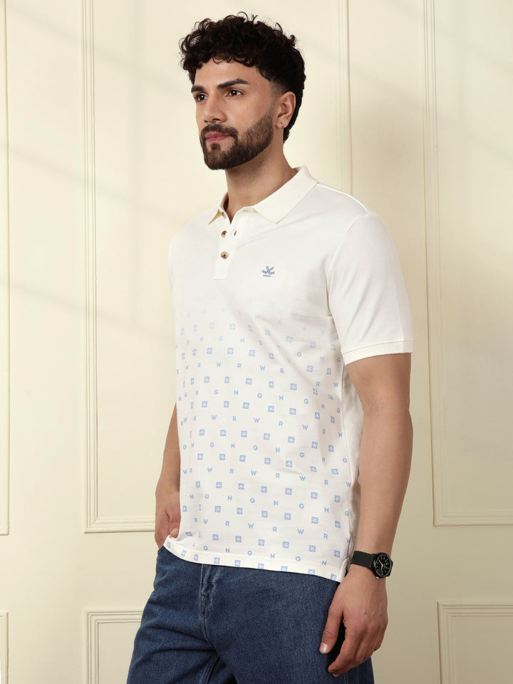 Casual Ombre Printed Polo T-Shirt | Off White