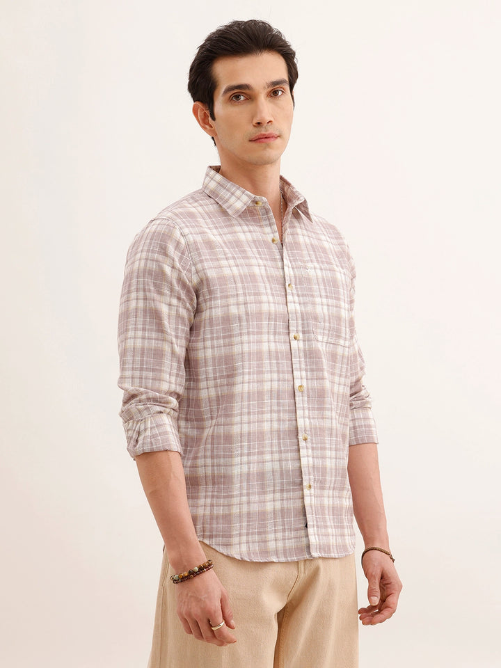 Regular Fit Checkered Shirt | Pink