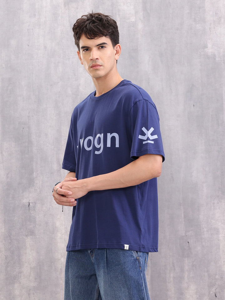 Wrogn Typo Printed Oversized Fit T-shirt | Blue