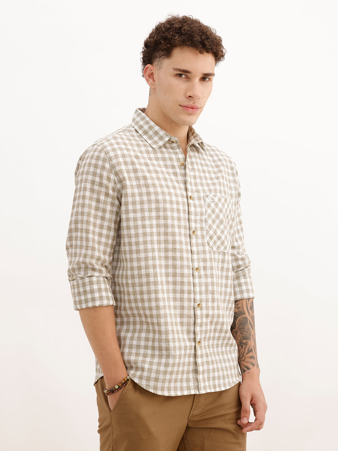 Regular Fit Full Sleeve Checkered Shirt | Grey | WWSH0721MAZ