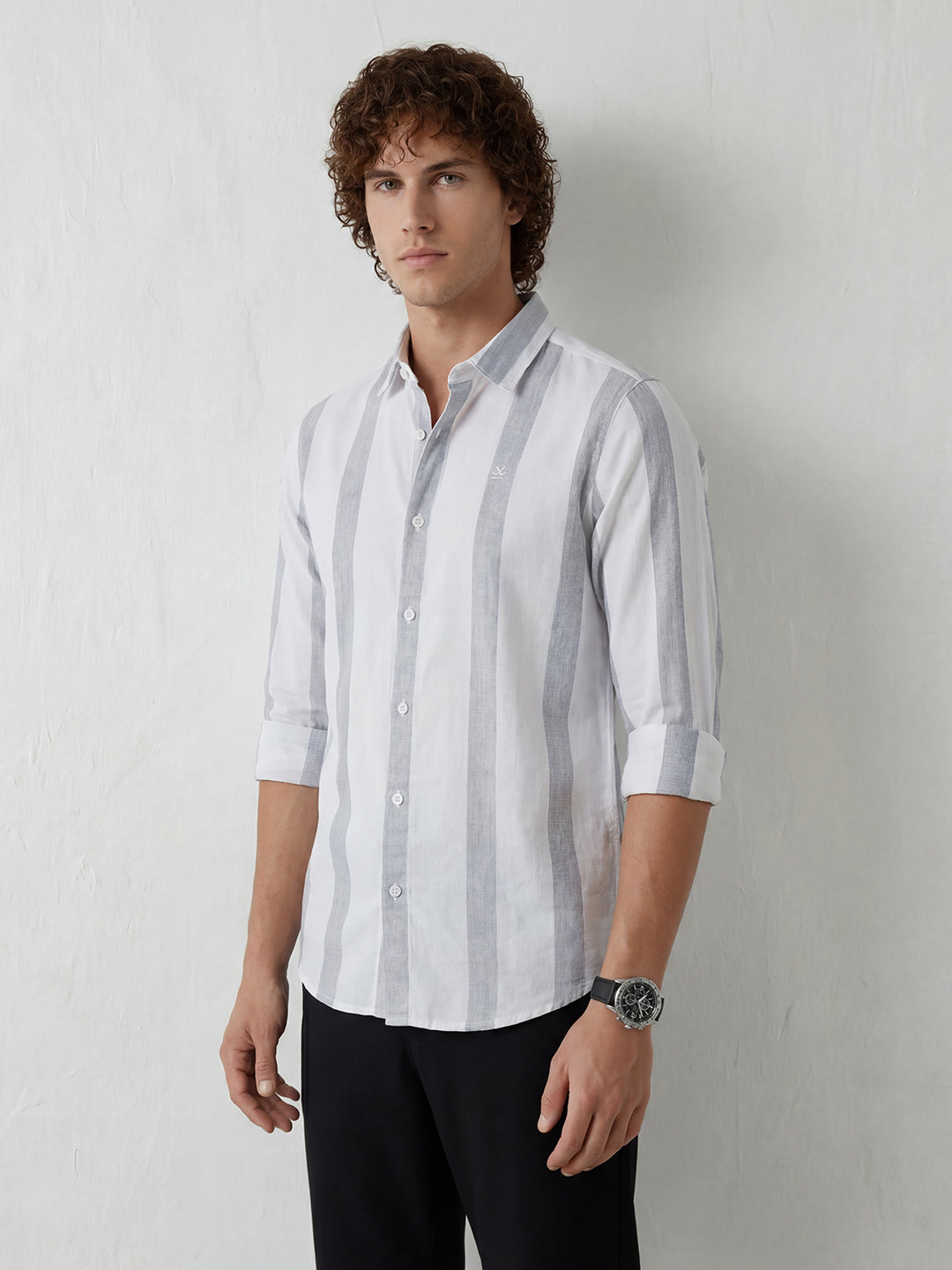 Regular Fit Striped Shirt | White