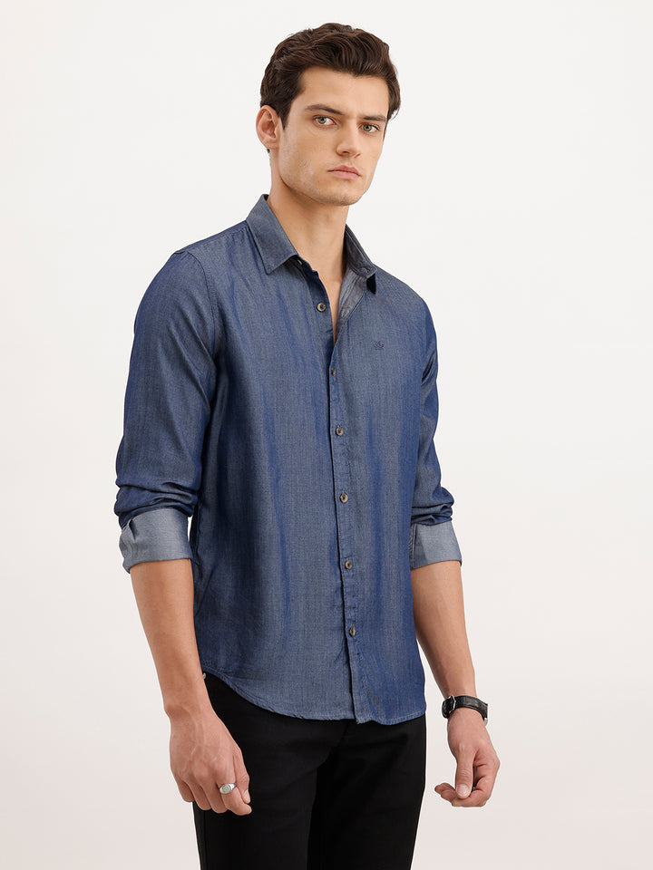 Regular Fit 100% Lyocell Shirt  | Navy Blue