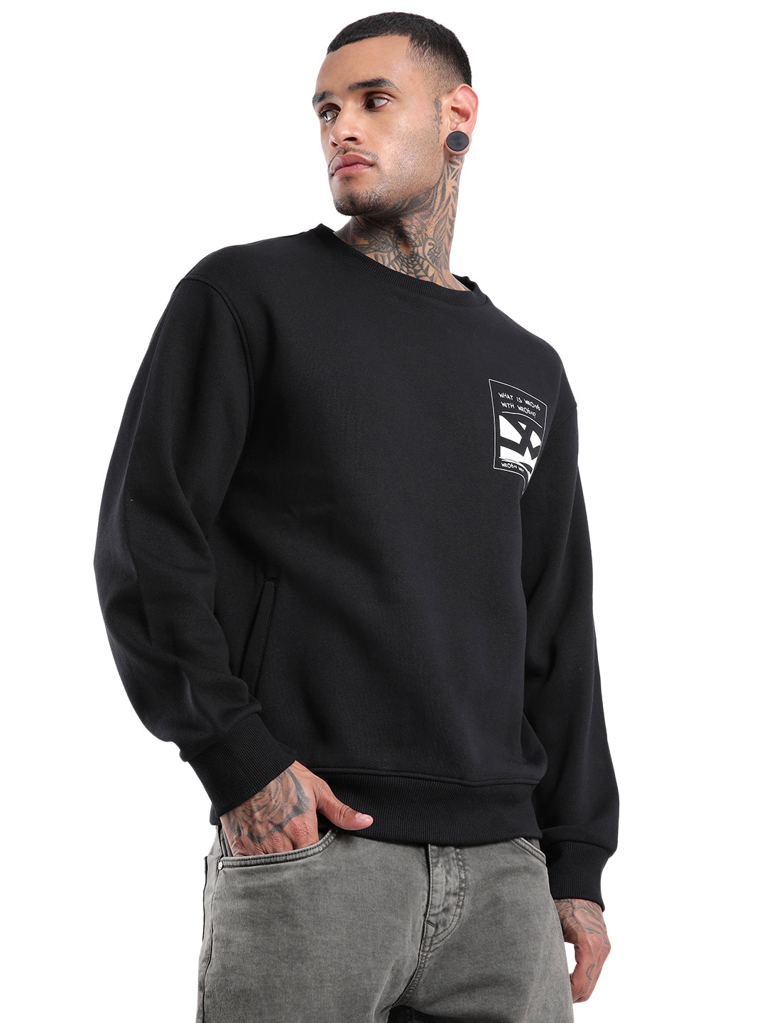 Elite Black Round Neck Sweatshirt