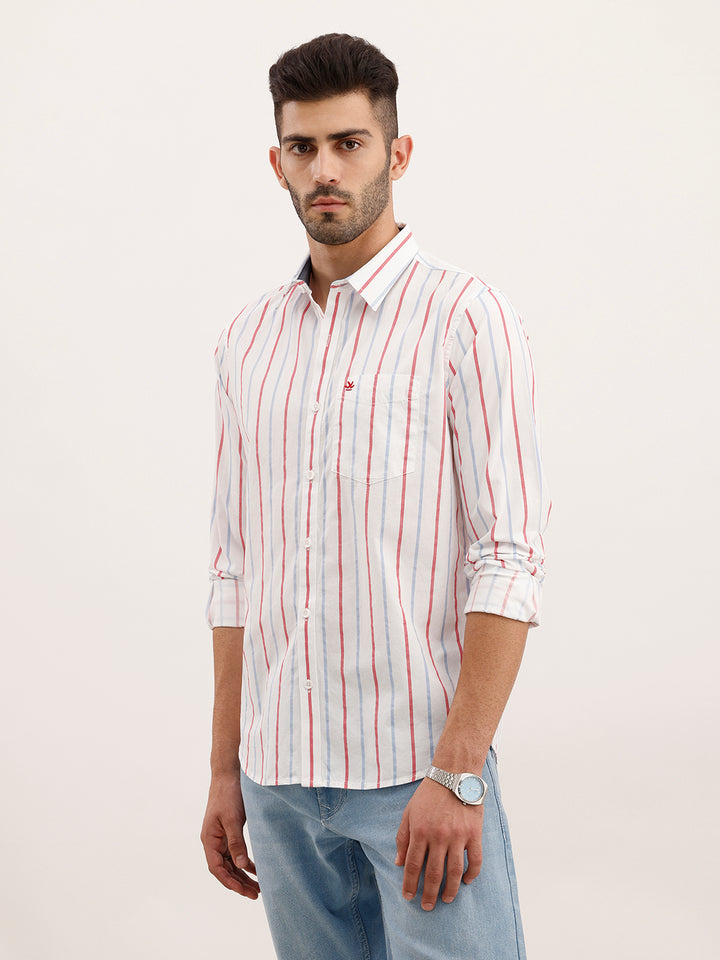 Slim Fit Striped Shirt | White