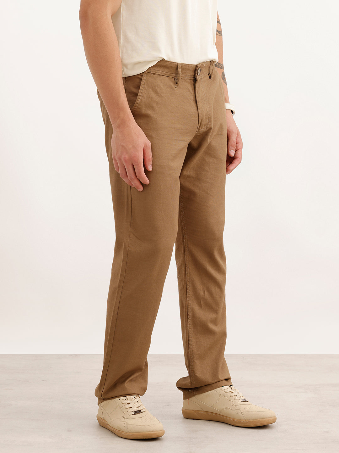 Solid Straight Fit Trouser | Khaki