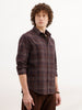 Comfort Fit Checkered Shirt | Brown