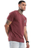 Raw Edged Maroon Slim Fit T-Shirt