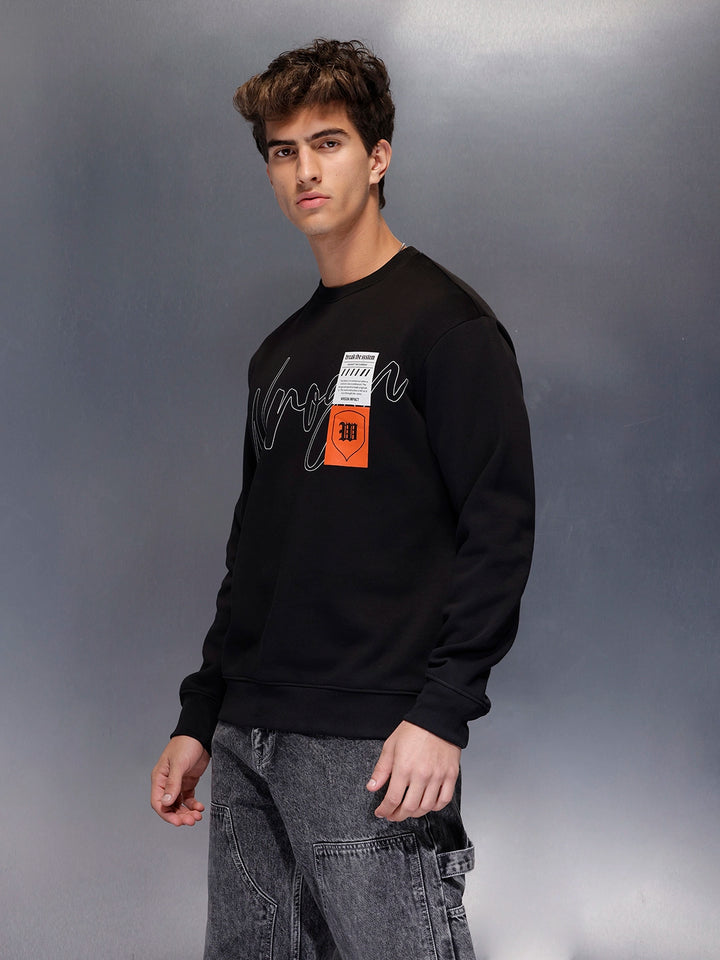 Minimal Script & Patch Sweatshirt | Black