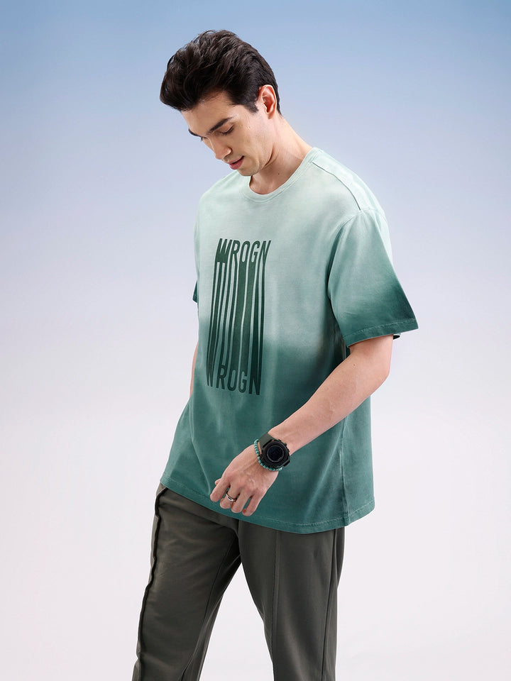 Oversized Gradient Printed T-Shirt  | Green