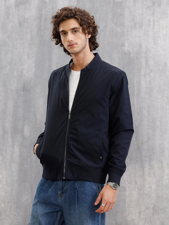 Lightweight Shell Slim Fit Bomber Jacket  |  Navy Blue