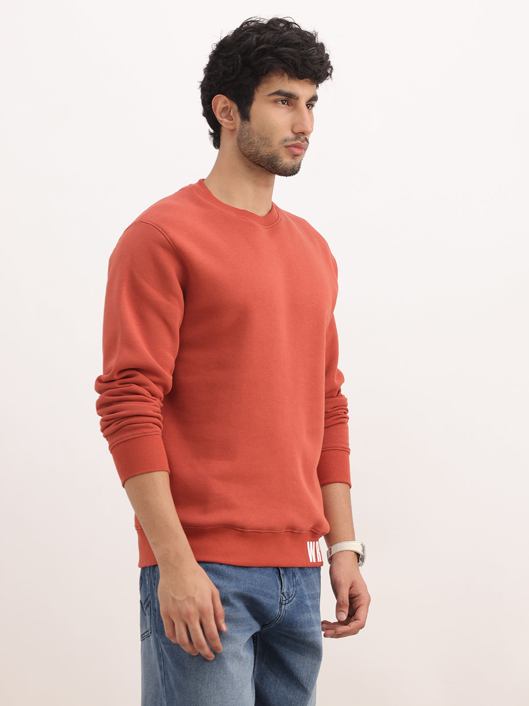 Slim Fit Placement Printed Sweatshirt | Red