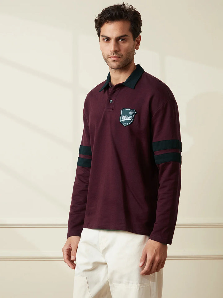 Heavy GSM Varsity Polo T-Shirt | Maroon