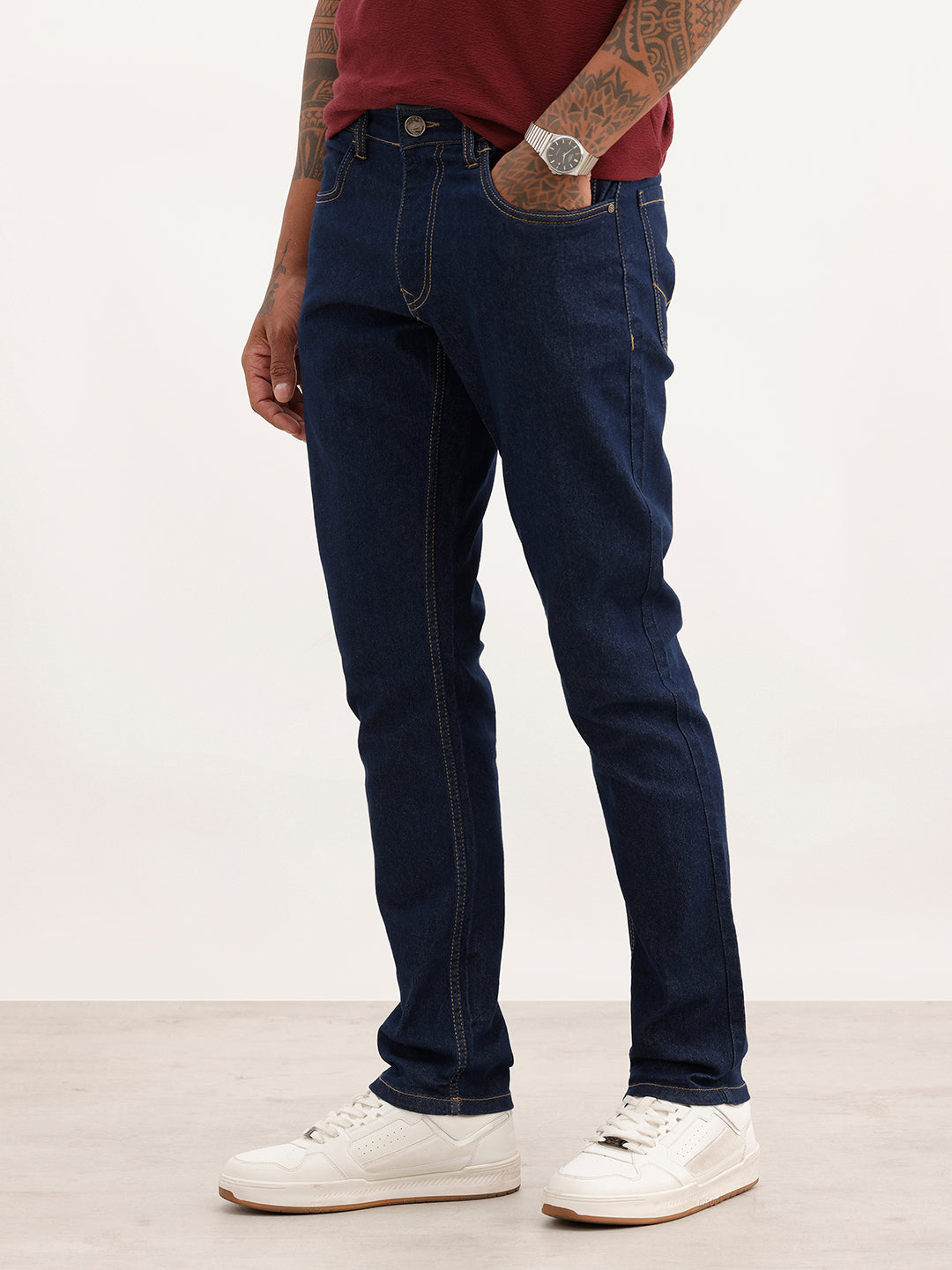 Slim Fit Contrast Stitch Denim Jeans | Blue | WVJN2806F