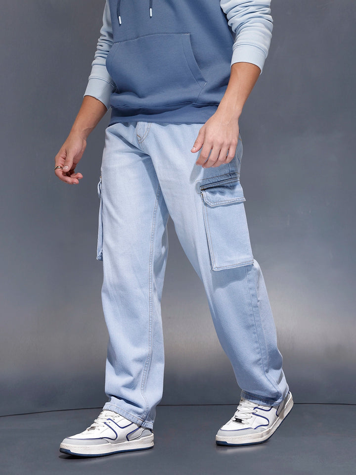 Light Washloose Fit Cargo Jeans | Blue