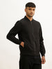 Solid Regular Fit Zipper Jacket | Black