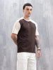 Wrogn Men's Casual Colorblocked T-Shirt  | Brown