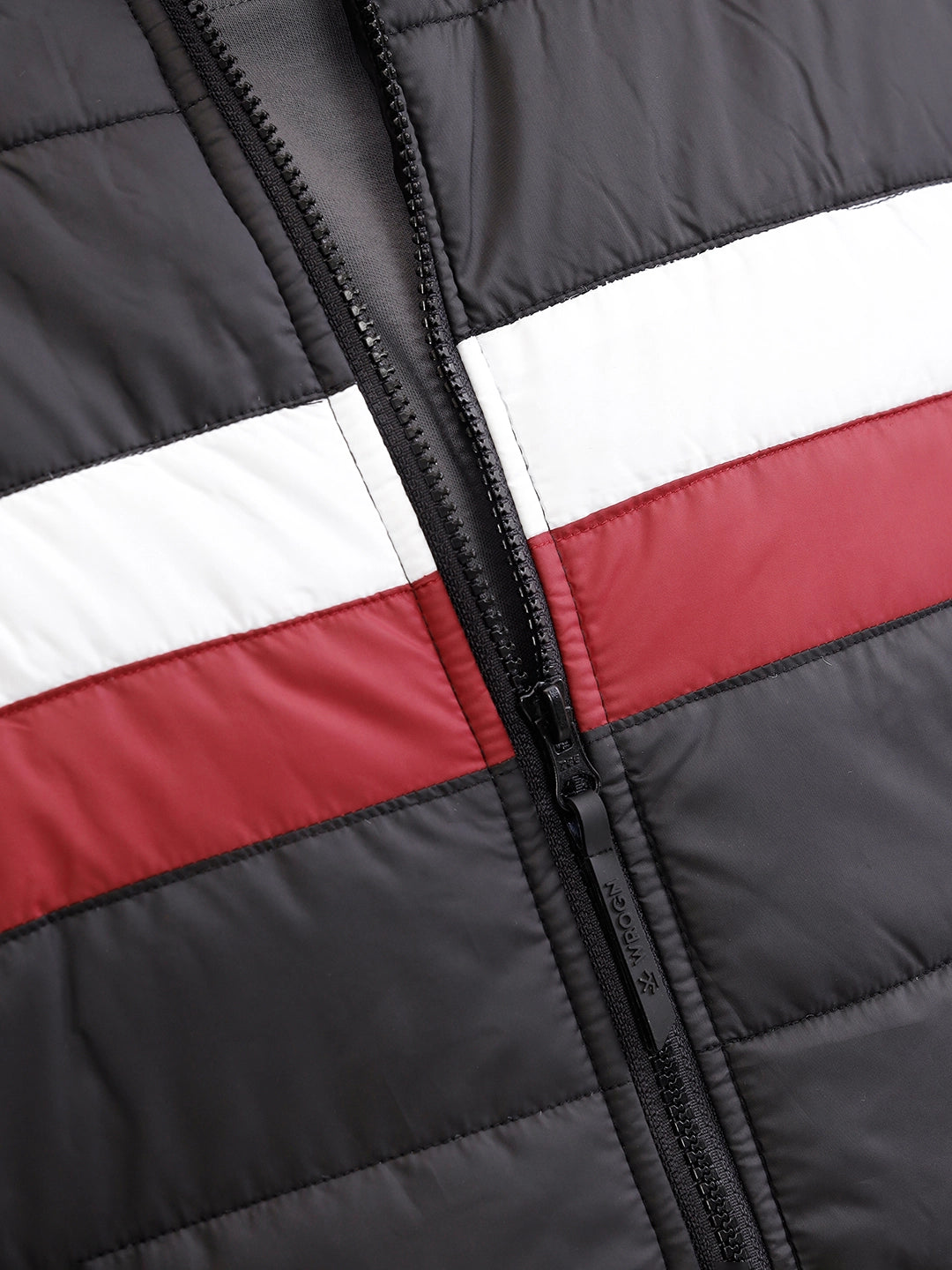 Colourblock Regular Fit Puffered Bomber Jacket  |  Black