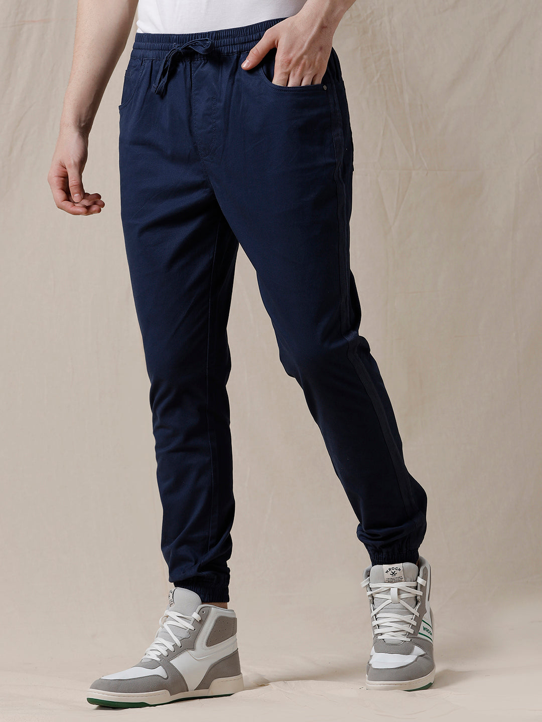 Solid Blue Cotton Jogger