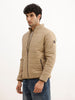 Solid Regular Fit Puffer Jacket | Brown