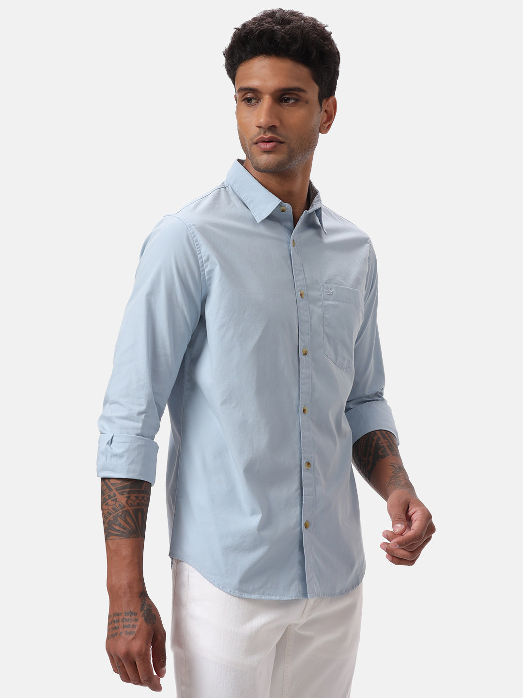 Blue Poplin Casual Shirt