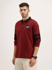 Oversized Contrast Collar Polo T-Shirt | Maroon