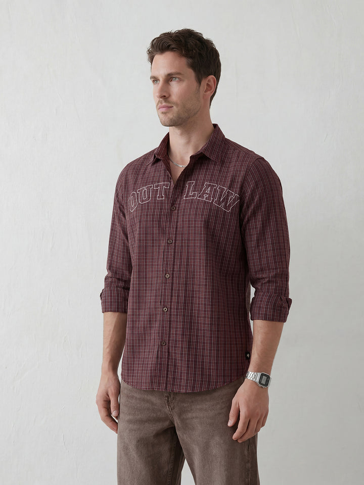 Heritage Checks with Modern Varsity Style slim fit shirt | Brown