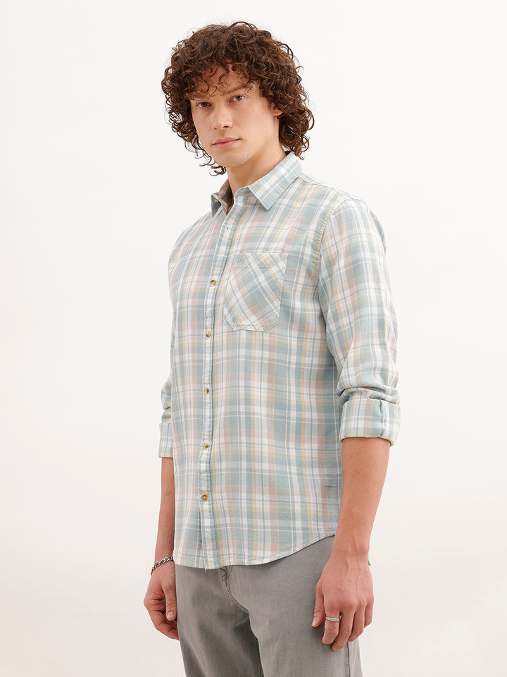 Regular Fit Checkered Shirt | Green