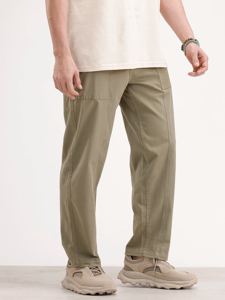 Loose Fit Cut & Sew Trouser | Olive