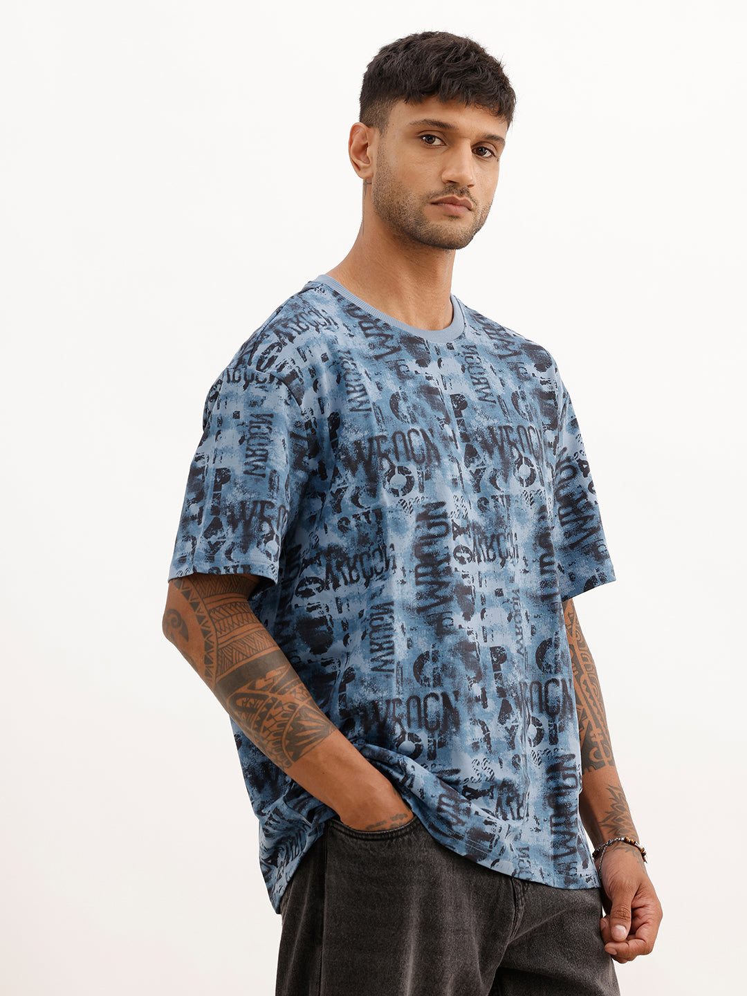 Classic Oversized AOP T-Shirt | Blue | WTS02HSOS1024S
