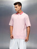 Men's Casual Oversized Fit Polo Collar T-Shirt | Pink