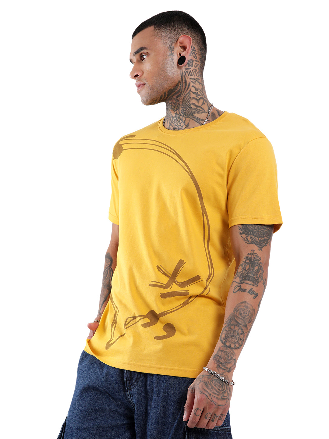 Yellow Casual Printed T-Shirt