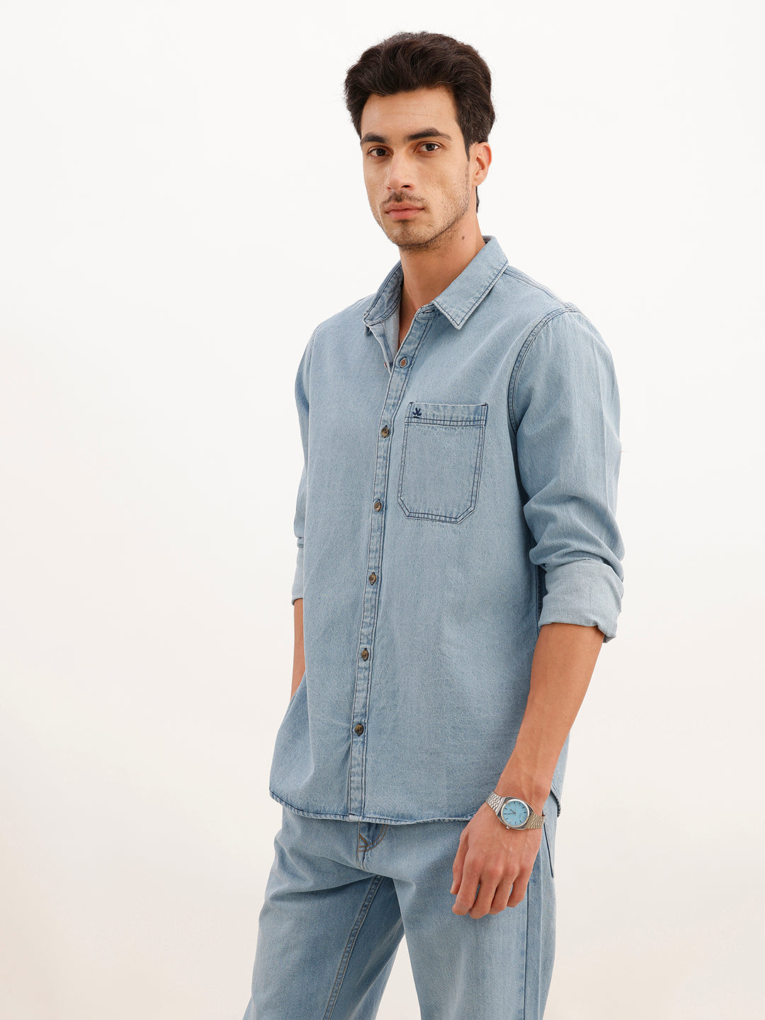 Classic Regular Fit Denim Shirt | Blue