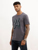 Placement Printed Slim Fit T-Shirt | Grey