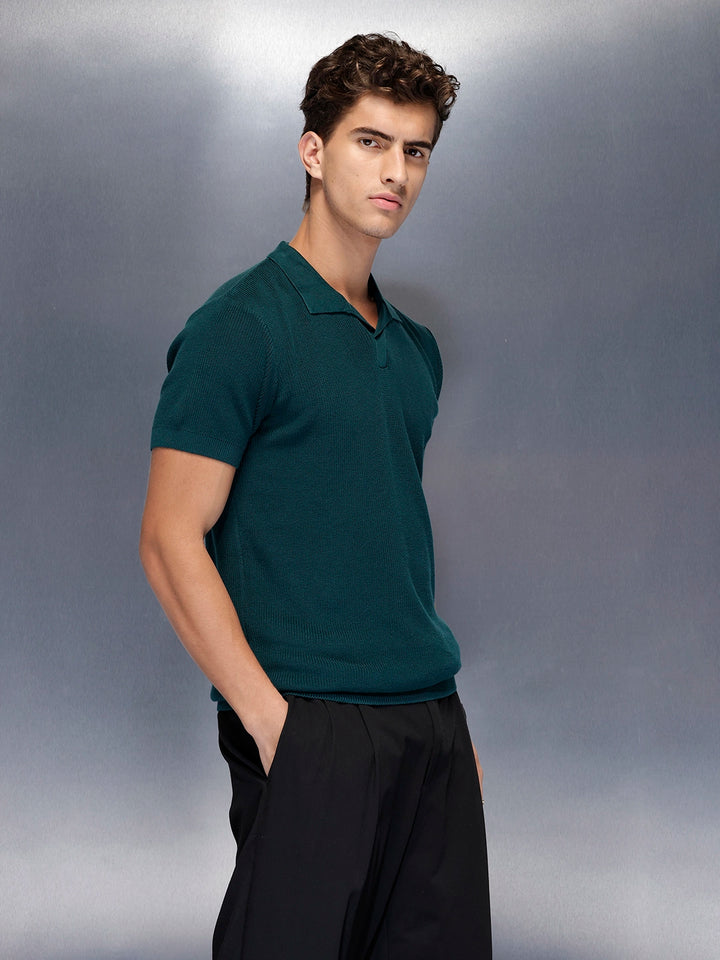 Fine-Textured knit polo | Green