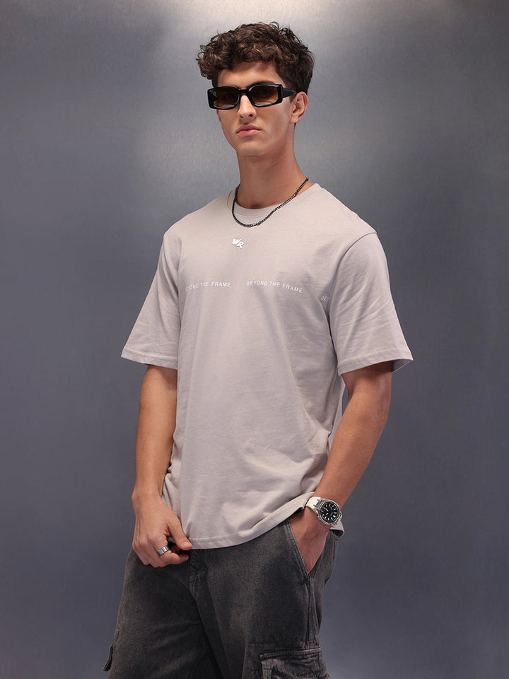 Placement Printed Oversized T-Shirt | Grey
